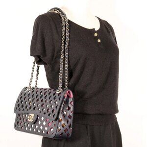 CHANEL ChainShoulder Shoulder Bag AS2376 punching Navy blue Calfskin Women